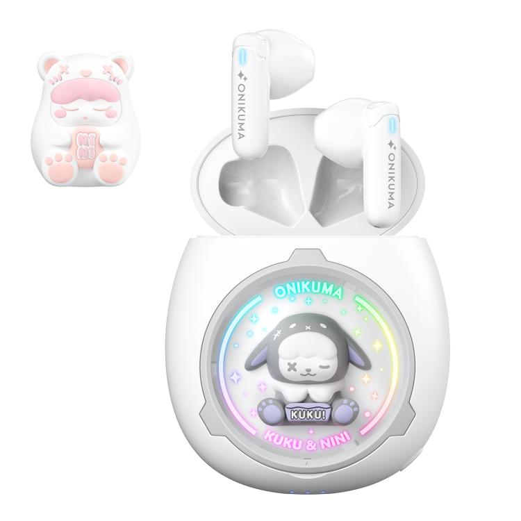 ONIKUMA T302 RGB Cute Unique Doll BT 5.4 Wireless Earphones(White)