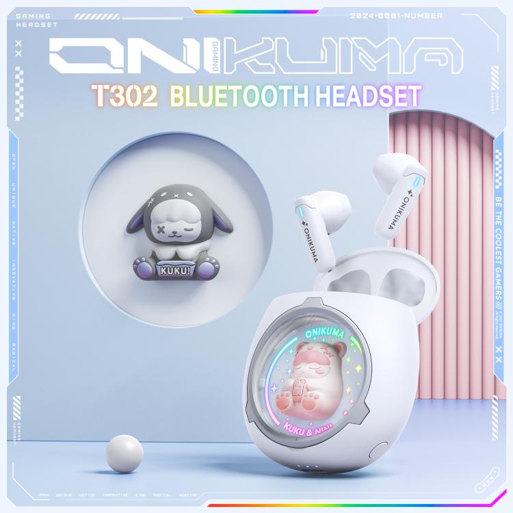 ONIKUMA T302 RGB Cute Unique Doll BT 5.4 Wireless Earphones(White)