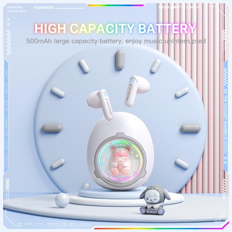 ONIKUMA T302 RGB Cute Unique Doll BT 5.4 Wireless Earphones(White)