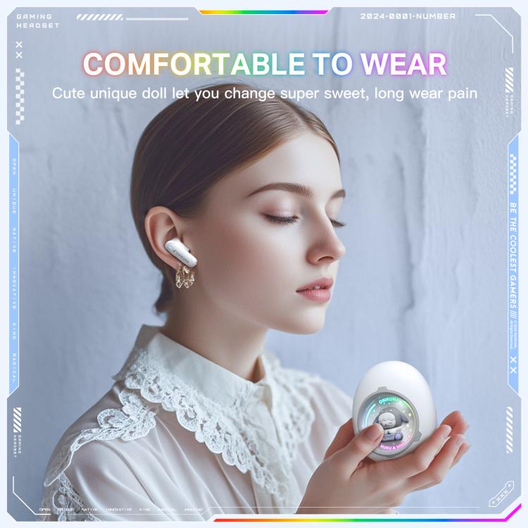 ONIKUMA T302 RGB Cute Unique Doll BT 5.4 Wireless Earphones(White)