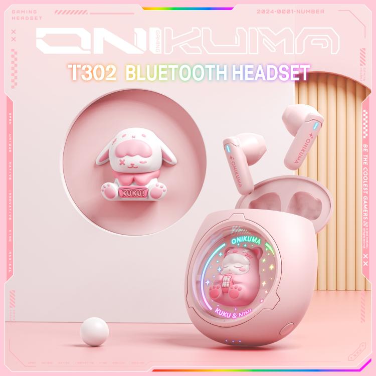 ONIKUMA T302 RGB Cute Unique Doll BT 5.4 Wireless Earphones(Pink)