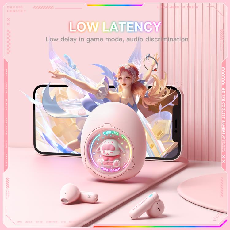 ONIKUMA T302 RGB Cute Unique Doll BT 5.4 Wireless Earphones(Pink)