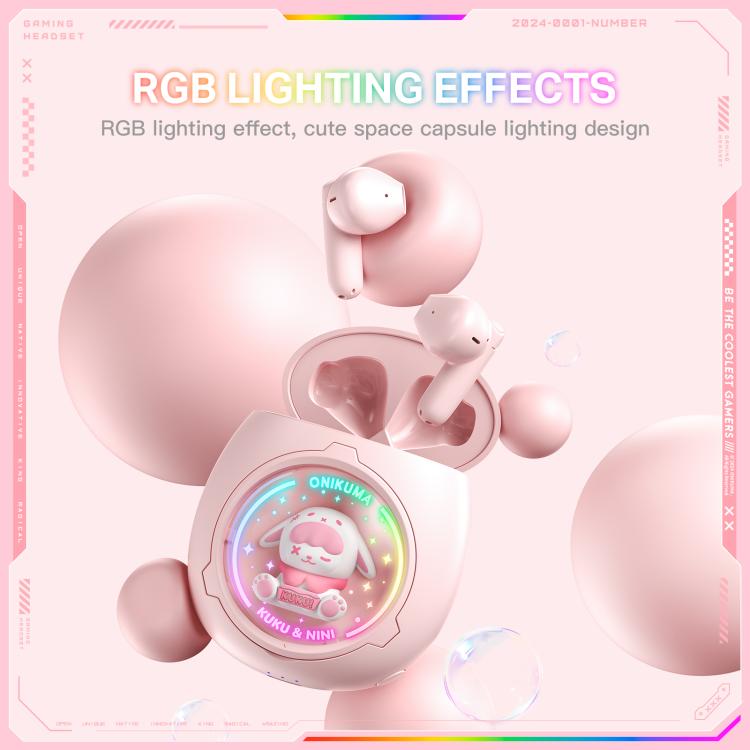 ONIKUMA T302 RGB Cute Unique Doll BT 5.4 Wireless Earphones(Pink)