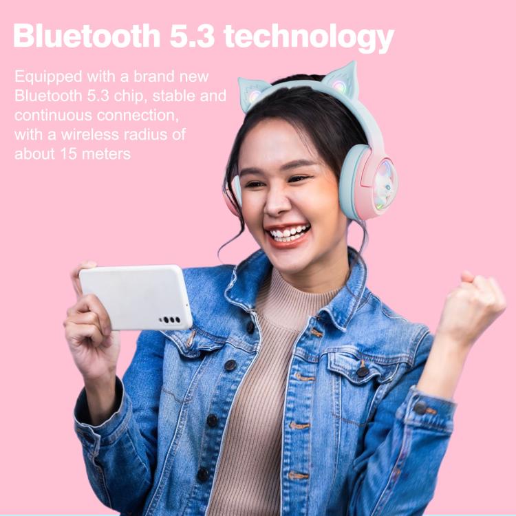 ONIKUMA B5 RGB BT / Wired / 2.4G Fox Shaped Headphones(Pink Blue)