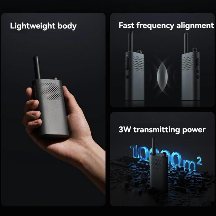 Original Xiaomi Walkie Talkie 3 Chat Version Support 1-5km Intercom Distance, APP Writing Frequency(Black)