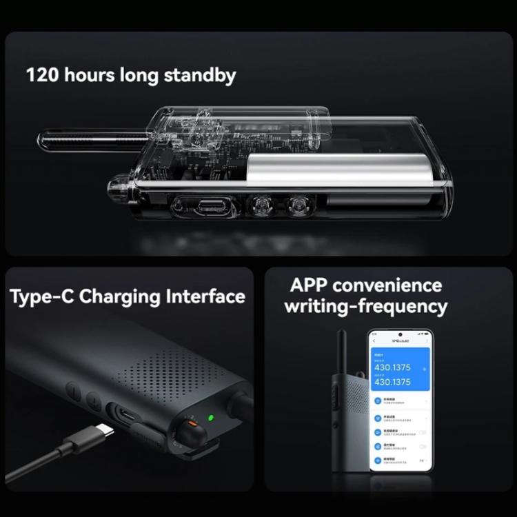 Original Xiaomi Walkie Talkie 3 Chat Version Support 1-5km Intercom Distance, APP Writing Frequency(Black)