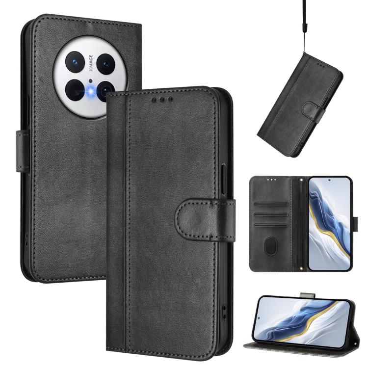 Line Splicing Buckle Retro Leather Phone Case, For Huawei Mate 70 Pro, For Huawei Mate 70, For Huawei Nova 13 Pro