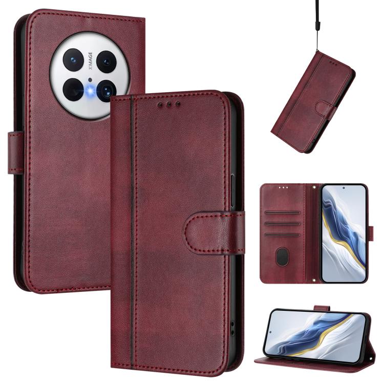 Line Splicing Buckle Retro Leather Phone Case, For Huawei Mate 70 Pro, For Huawei Mate 70, For Huawei Nova 13 Pro
