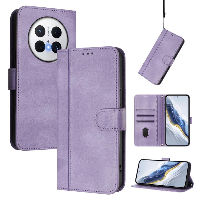 Line Splicing Buckle Retro Leather Phone Case, For Huawei Mate 70 Pro, For Huawei Mate 70, For Huawei Nova 13 Pro