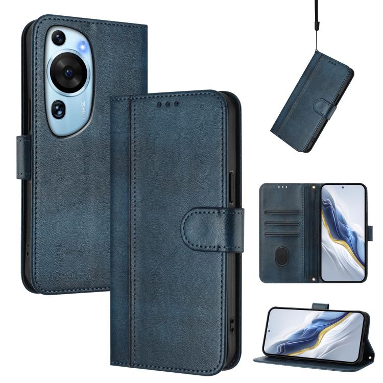 Line Splicing Buckle Retro Leather Phone Case, For Huawei Mate 60, For Huawei P60 Art, For Huawei P60 / P60 Pro