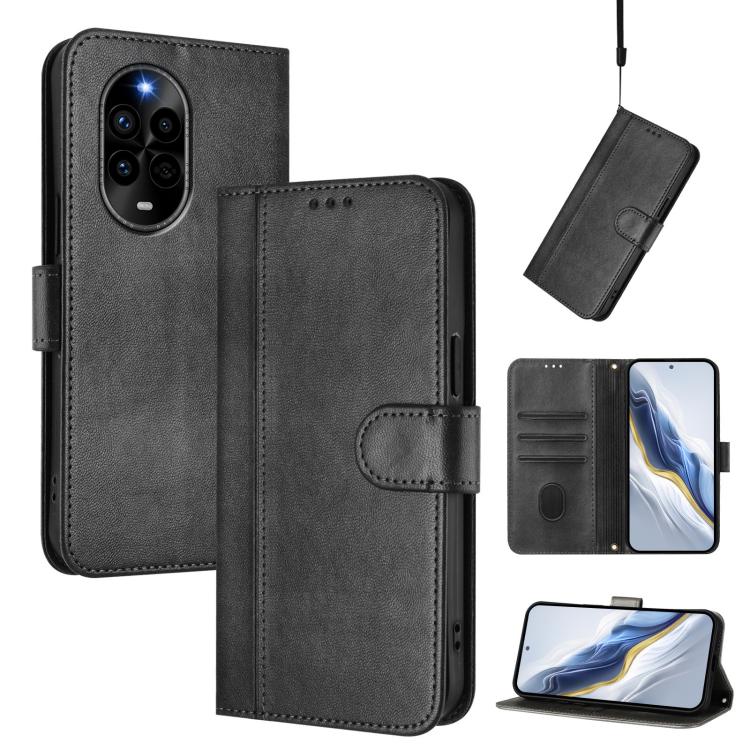 Line Splicing Buckle Retro Leather Phone Case, For Huawei Mate 70 Pro, For Huawei Mate 70, For Huawei Nova 13 Pro