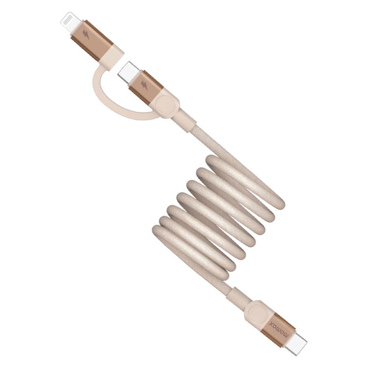 Momax Mag.Link Duo Magnetic 60W USB-C / Type-C to USB-C / Type-C / 8 Pin Data Cable, Length:1m(Titanium Gold)
