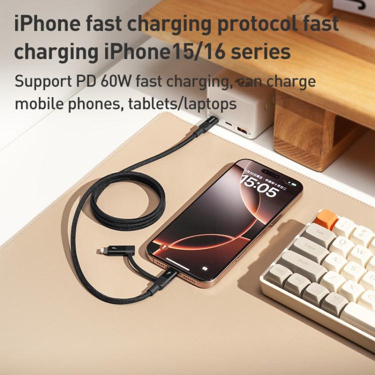 Momax Mag.Link Duo Magnetic 60W USB-C / Type-C to USB-C / Type-C / 8 Pin Data Cable, Length:1m(Black)