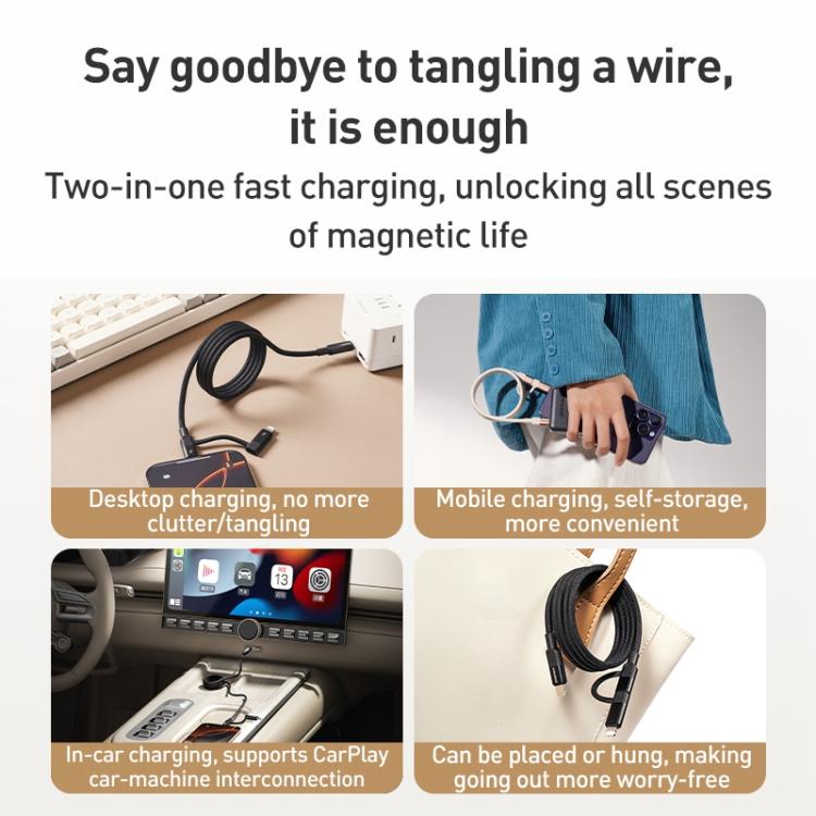 Momax Mag.Link Duo Magnetic 60W USB-C / Type-C to USB-C / Type-C / 8 Pin Data Cable, Length:1m(Titanium Gold)