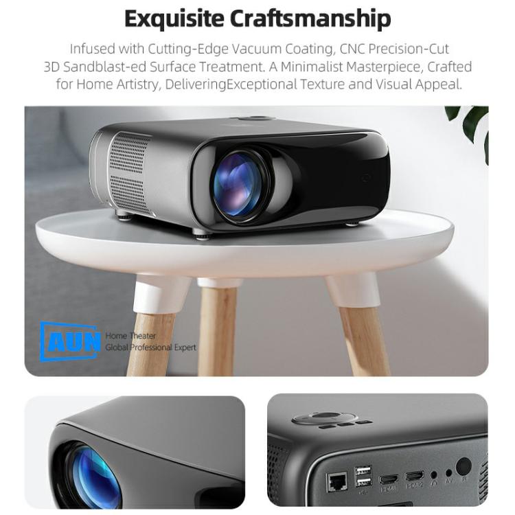 AUN AKEY9S 1080P 1000ANSI Autofocus WIFI Display Smart Projector, US Plug(Black)