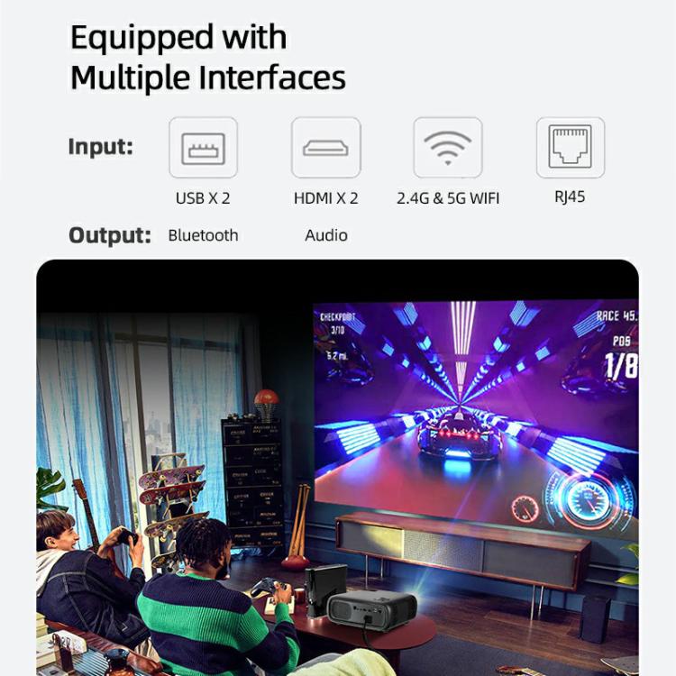 AUN AKEY9S 1080P 1000ANSI Autofocus WIFI Display Smart Projector, UK Plug(Black)