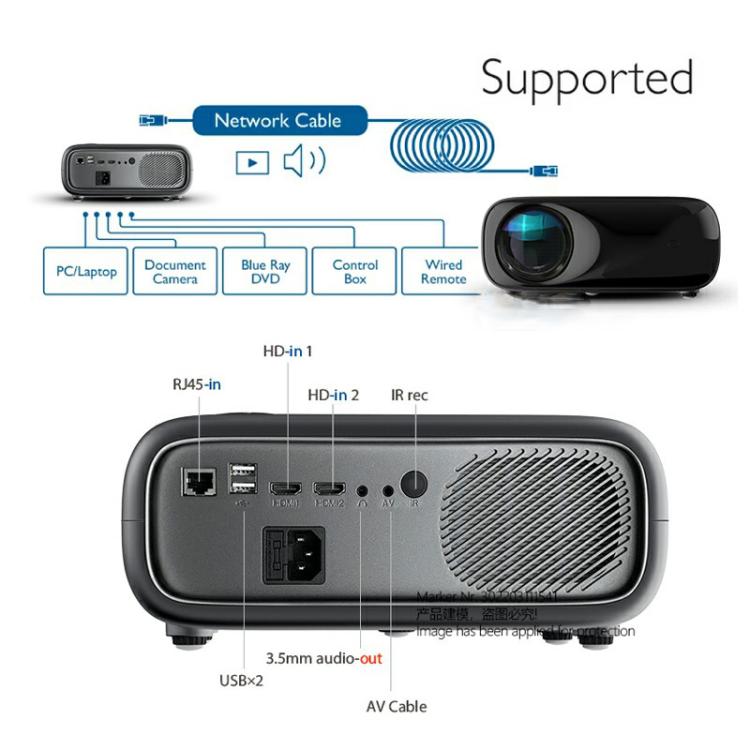AUN AKEY9S 1080P 1000ANSI Autofocus WIFI Display Smart Projector, US Plug(Black)