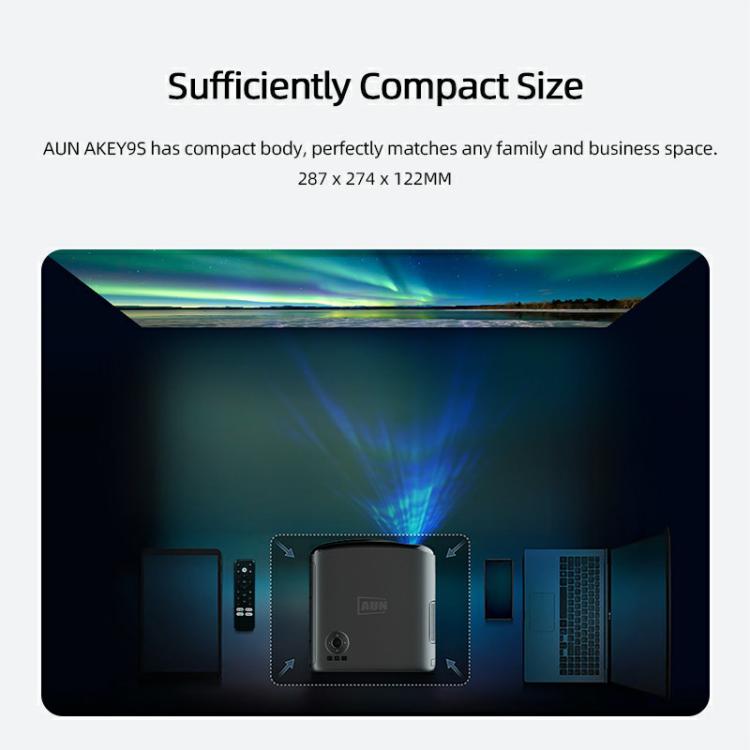 AUN AKEY9S 1080P 1000ANSI Autofocus WIFI Display Smart Projector, AU Plug(Black)