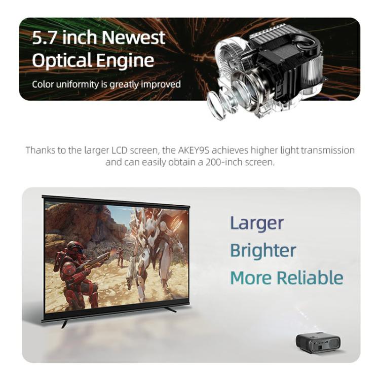 AUN AKEY9S 1080P 1000ANSI Autofocus WIFI Display Smart Projector, EU Plug(Black)