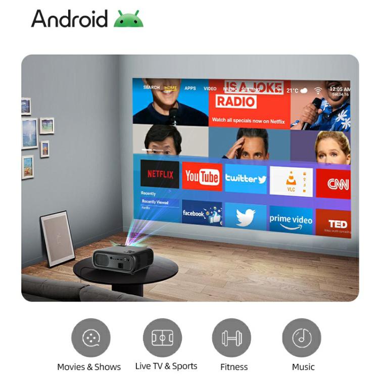 AUN AKEY9S 1080P 1000ANSI Autofocus WIFI Display Smart Projector, EU Plug(Black)