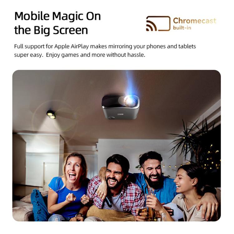 AUN AKEY9S 1080P 1000ANSI Autofocus WIFI Display Smart Projector, US Plug(Black)