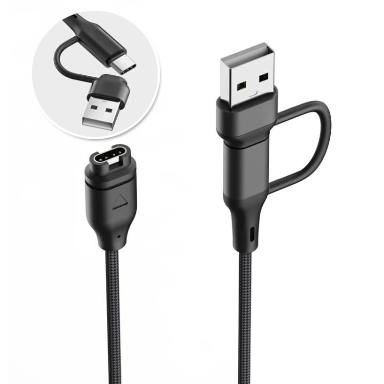xDfind 2 in 1 Type-C and USB-A Ports Watch Charging Cable, Length: 1m, For Garmin Fenix 8 / 7X / 6S Pro