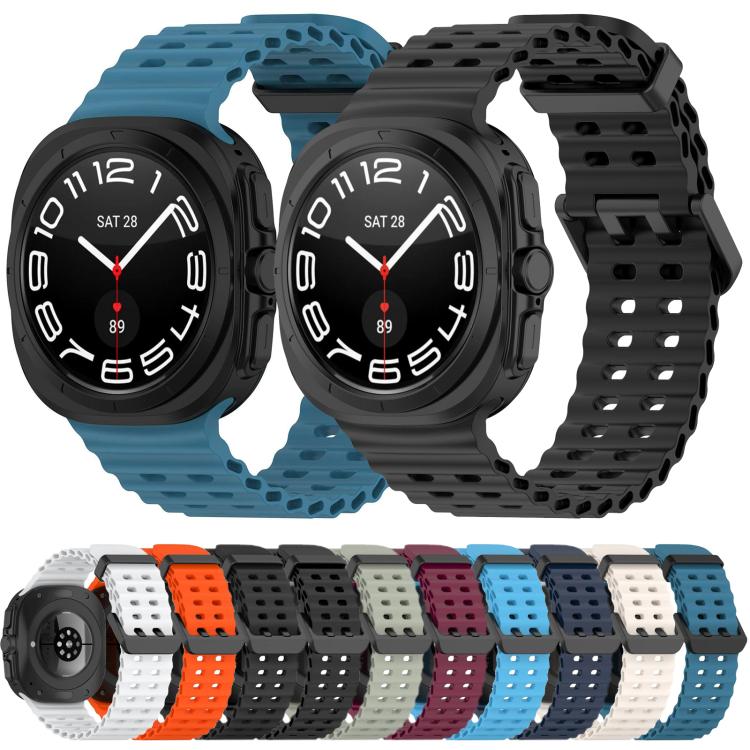 xDfind Ocean Hole Dual Buckle Silicone Watch Band, For Samsung Galaxy Watch Ultra 47mm / Ultra 2025