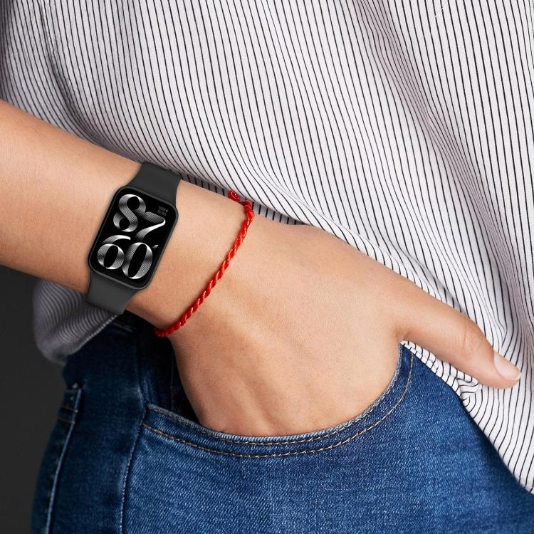 xDfind Solid Color Black Buckle Silicone Watch Band, For Redmi Watch 6 / 5 / Xiaomi Band 9 Pro, For Redmi Watch 6 / Watch 5 / Watch 4