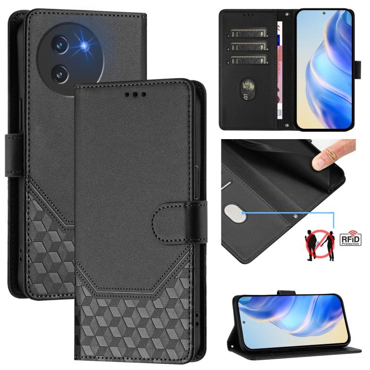 Honeycomb Embossing RFID Leather Phone Case, For Doogee Note 56 / Note 56 Pro, For Doogee N60 Pro, For Doogee Note 59 / Note 59 Pro