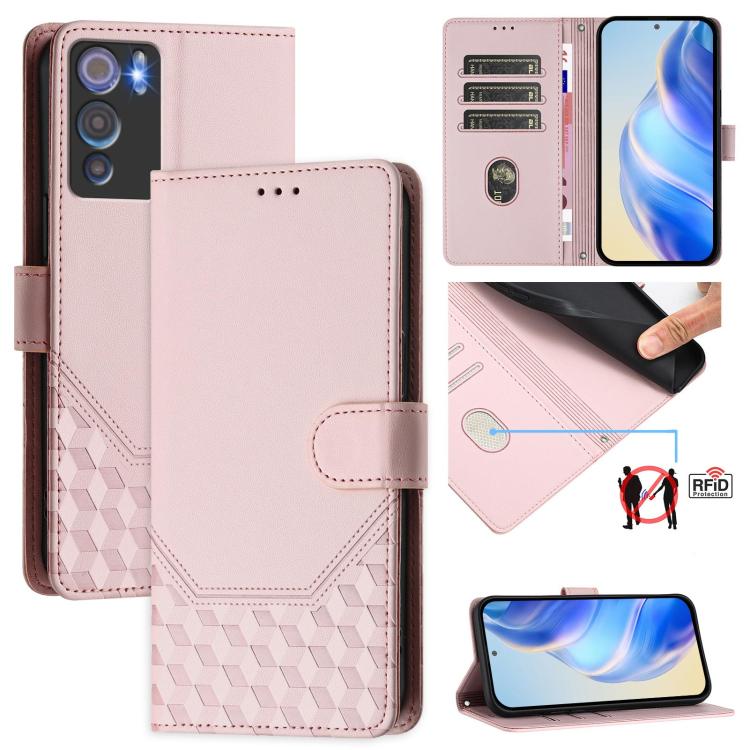 Honeycomb Embossing RFID Leather Phone Case, For Doogee Note 56 / Note 56 Pro, For Doogee N60 Pro, For Doogee Note 59 / Note 59 Pro