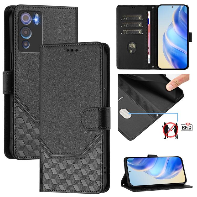 Honeycomb Embossing RFID Leather Phone Case, For Doogee Note 56 / Note 56 Pro, For Doogee N60 Pro, For Doogee Note 59 / Note 59 Pro