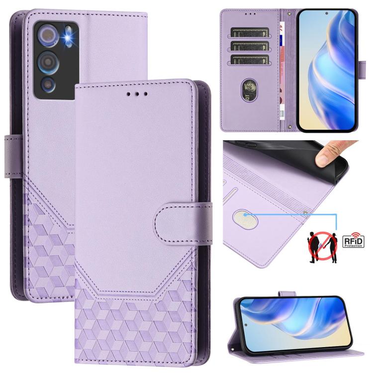 Honeycomb Embossing RFID Leather Phone Case, For Doogee Note 56 / Note 56 Pro, For Doogee N60 Pro, For Doogee Note 59 / Note 59 Pro