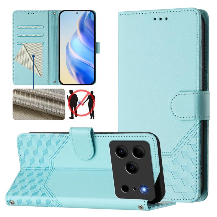Honeycomb Embossing RFID Leather Phone Case, For Doogee Note 56 / Note 56 Pro, For Doogee N60 Pro, For Doogee Note 59 / Note 59 Pro