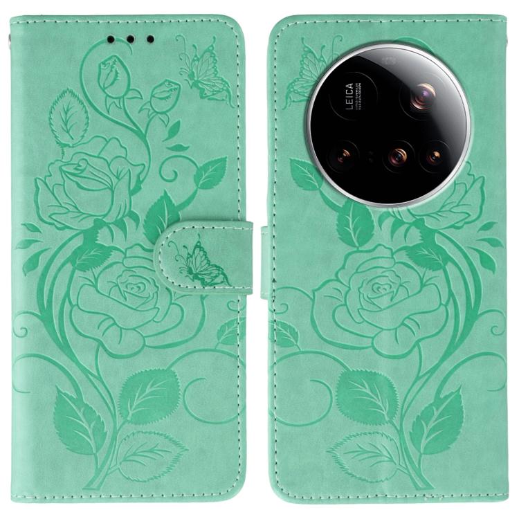 Rose Butterfly Embossed Leather Phone Case, For Xiaomi 15 Ultra, For Xiaomi Poco X7 Pro, For Xiaomi 15 Pro, For Xiaomi 15