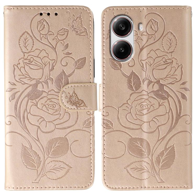 Rose Butterfly Embossed Leather Phone Case, For Xiaomi 15 Ultra, For Xiaomi Poco X7 Pro, For Xiaomi 15 Pro, For Xiaomi 15