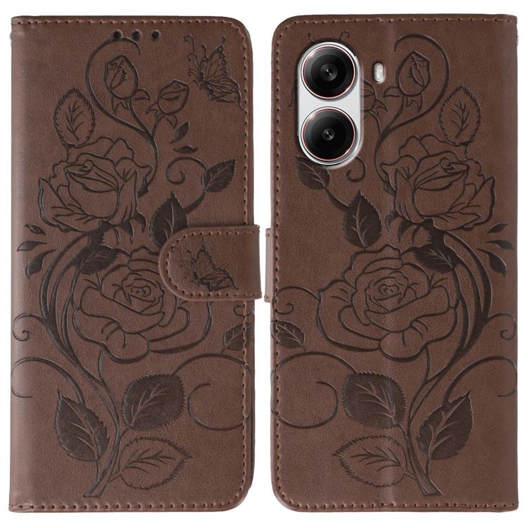 Rose Butterfly Embossed Leather Phone Case, For Xiaomi 15 Ultra, For Xiaomi Poco X7 Pro, For Xiaomi 15 Pro, For Xiaomi 15