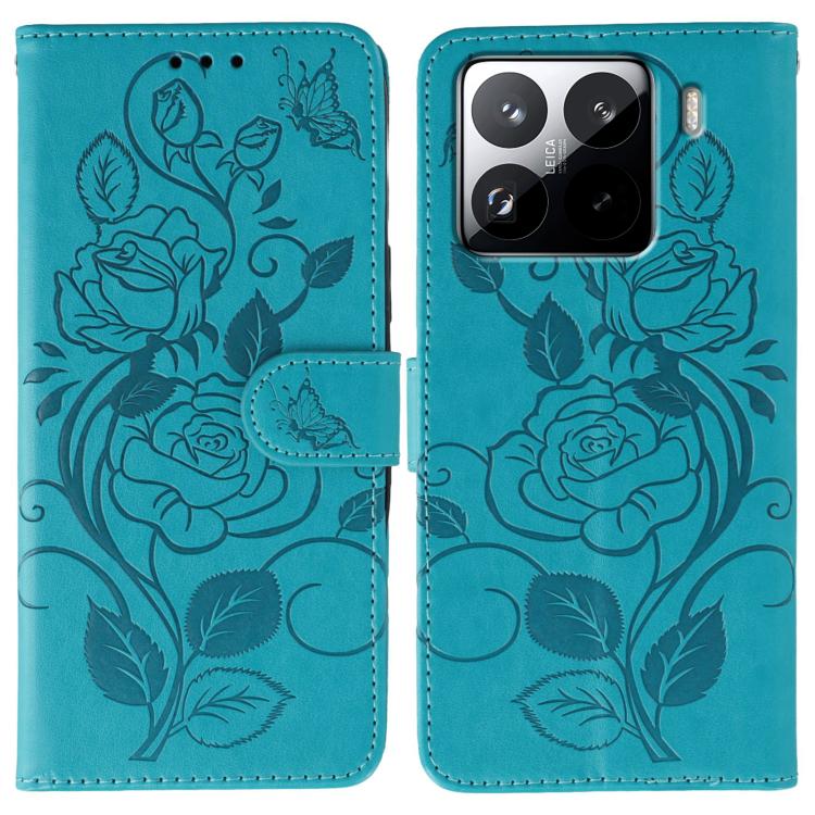Rose Butterfly Embossed Leather Phone Case, For Xiaomi 15 Ultra, For Xiaomi Poco X7 Pro, For Xiaomi 15 Pro, For Xiaomi 15