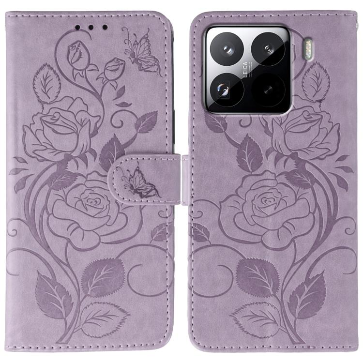 Rose Butterfly Embossed Leather Phone Case, For Xiaomi 15 Ultra, For Xiaomi Poco X7 Pro, For Xiaomi 15 Pro, For Xiaomi 15