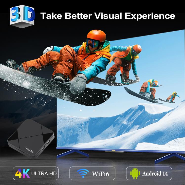 H96Max 4K UHD Android 14 Smart TV Box with Remote Control, RK3518 Quad-Core, 2GB+16GB