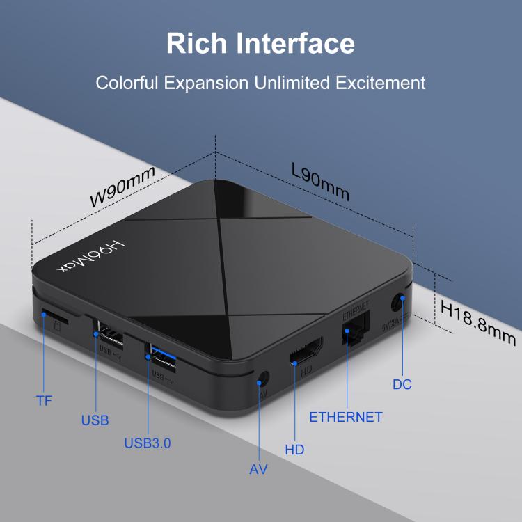 H96Max 4K UHD Android 14 Smart TV Box with Remote Control, RK3518 Quad-Core, 2GB+16GB