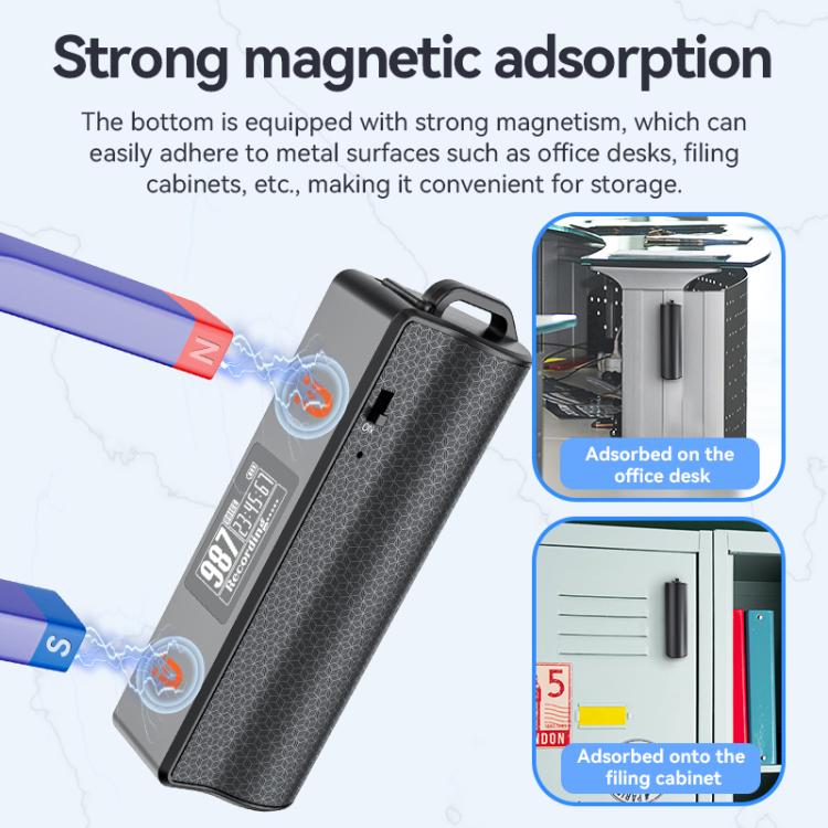 JNN Q70P OLED Display Magnetic Noise Reduction Voice Recording Pen Support APP Control, Memory:128GB(Black)