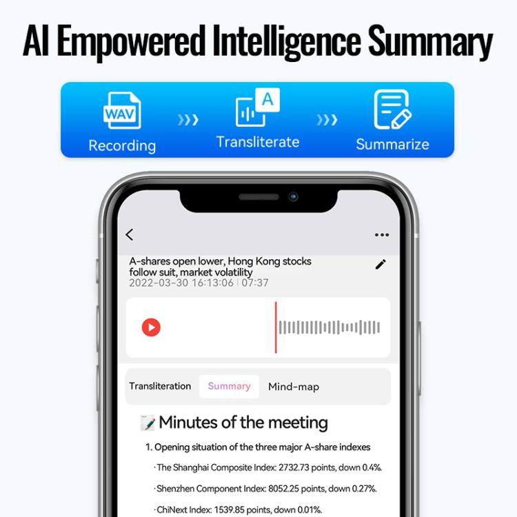JNN A6 Portable Smart AI Magnetic Recorder Support APP Control, Memory:32GB(Black)