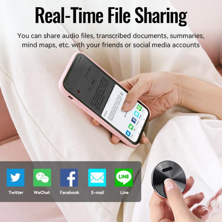 JNN A6 Portable Smart AI Magnetic Recorder Support APP Control, Memory:64GB(Black)
