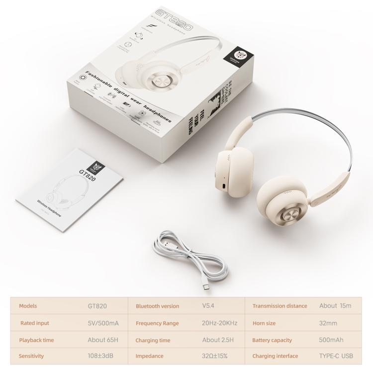 ONIKUMA GT820 Head-mounted Wireless Bluetooth Headphone(Beige)