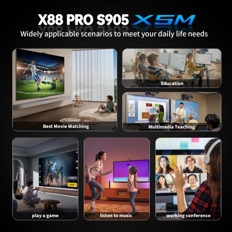 X88 Pro X5M Android 14.0 Smart TV Box, S905X5M 2.0GHz 64-bit Quad-core Cortex-A55, 2GB+16GB