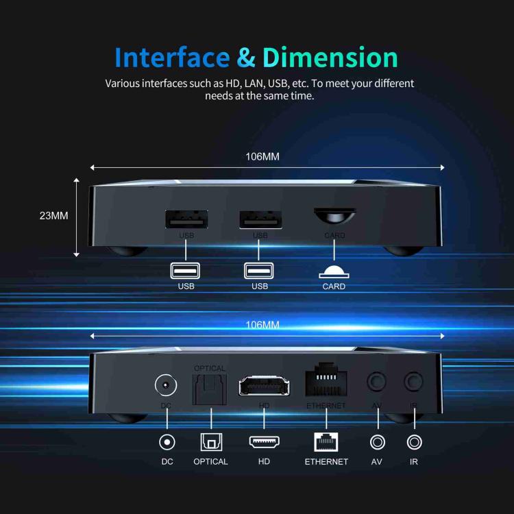 X96 M200 YB951 Android 14.0 Smart TV Box, Amlogic S905X5M Quad-core ARM Cortex A55, 2GB+16GB, 4GB+32GB