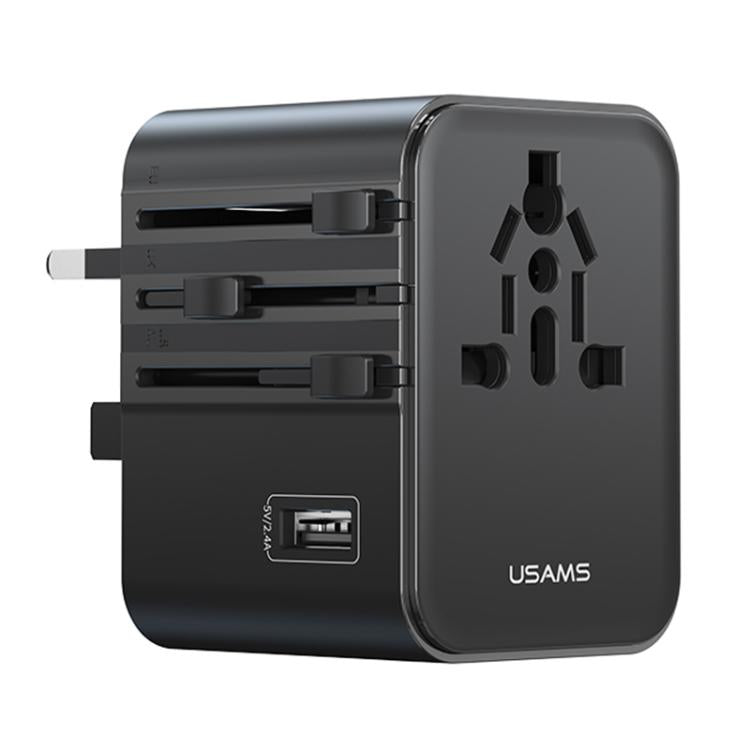 USAMS CC308 17W Dual Type-C and USB-A Ports Universal Travel Charger(Black)