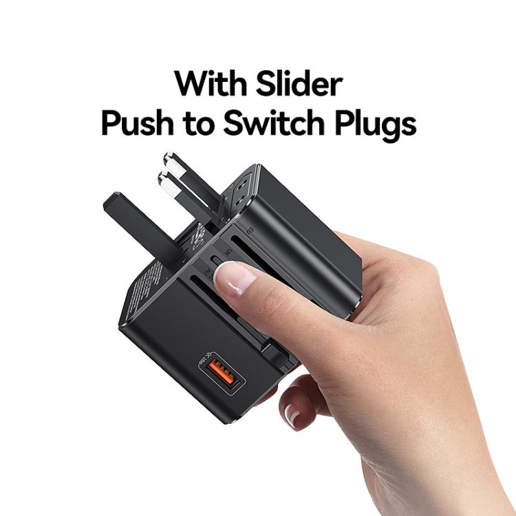 USAMS CC309 25W Dual Type-C and USB-A Ports Universal Travel Charger(Black)