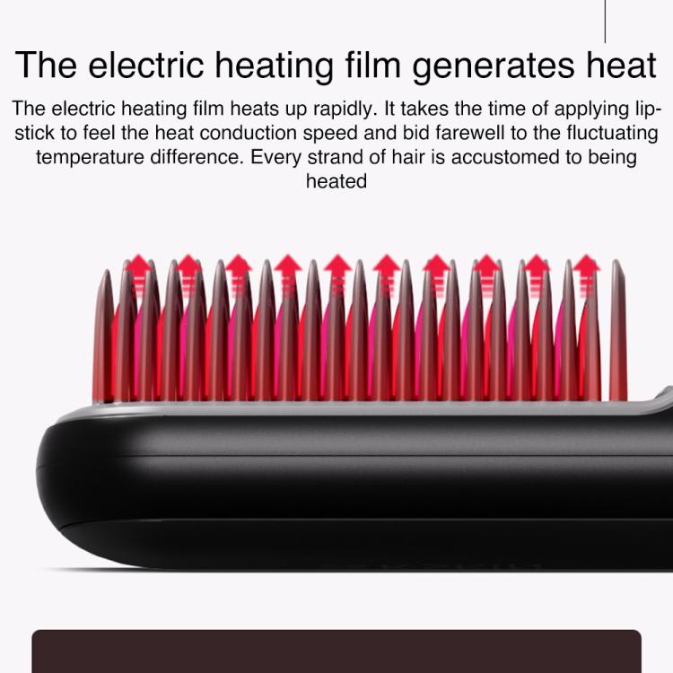 K-SKIN KD382S Negative Ion Hair Care Type-C Wireless Hair Straightening Comb(Black)