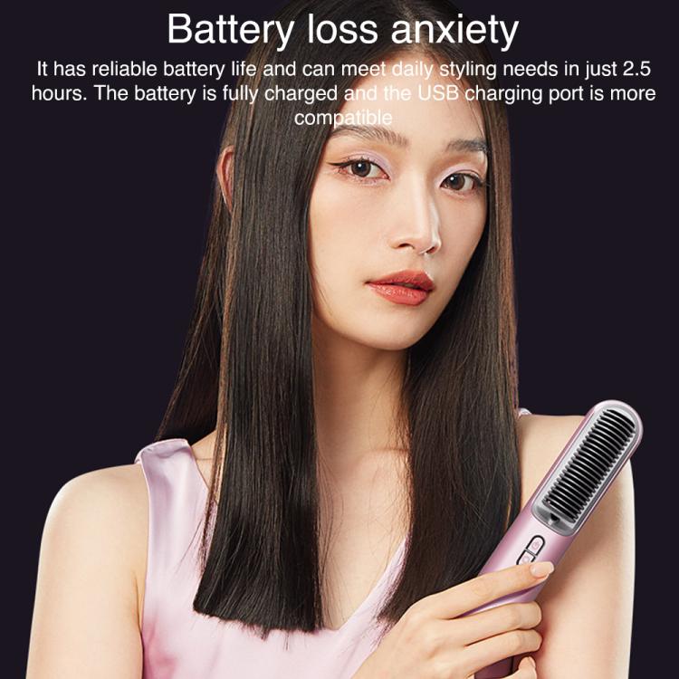 K-SKIN KD382S Negative Ion Hair Care Type-C Wireless Hair Straightening Comb(Black)